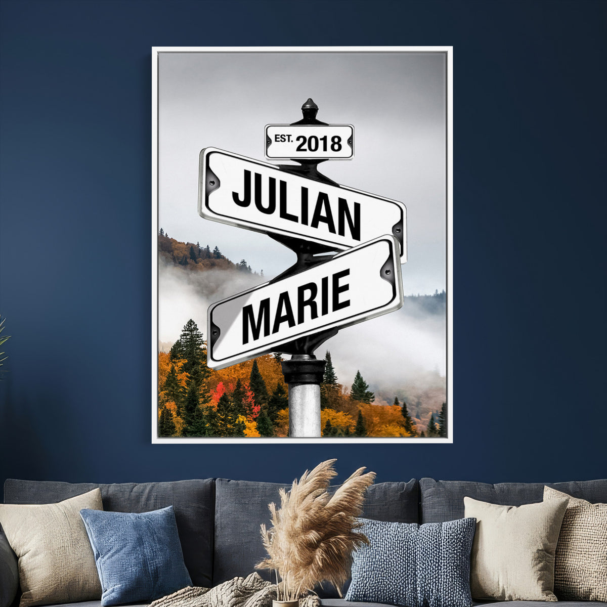 21375959-_Poster-30x20 - Personalized Street Sign Canvas Wall Art, Custom Family Names Signpost Print