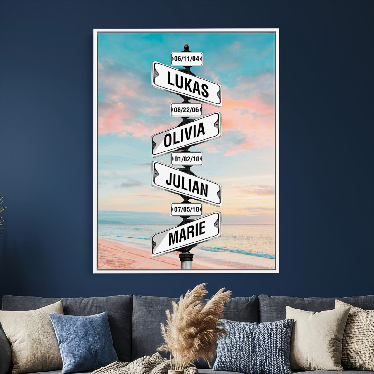 79027171-_Poster-30x20 - Personalized Street Sign Canvas Wall Art, Custom Family Names Signpost Print
