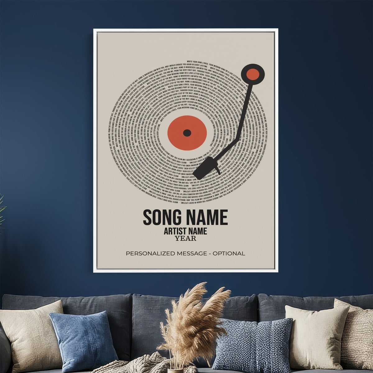96475288Plak-_Poster-30x20 - Song Lyrics Vinyl Record Canvas Print, Personalized Music Wall Art