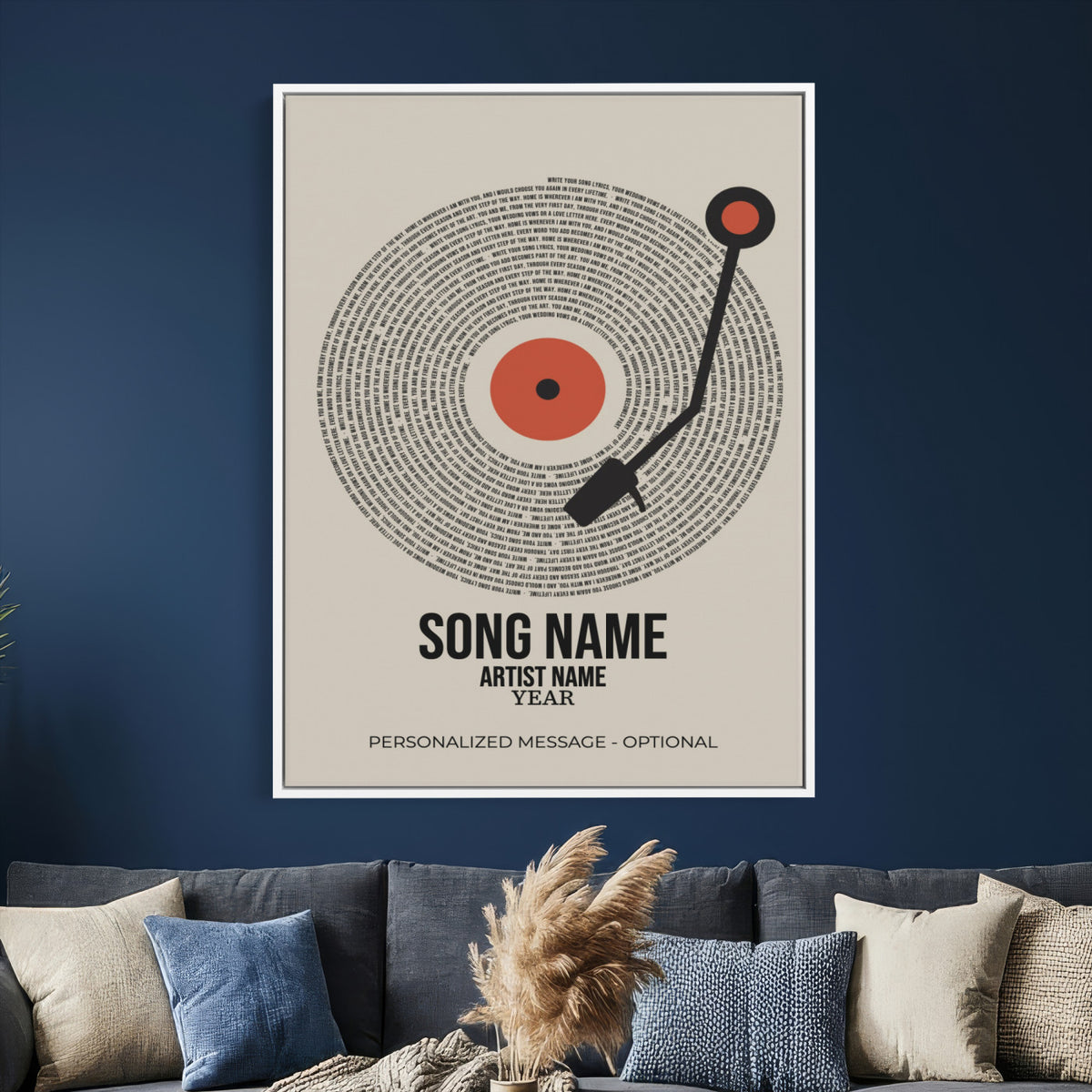 96475288Plak-_Poster-30x20 - Song Lyrics Record Canvas Print – Personalized Vinyl Style Photo Wall Art