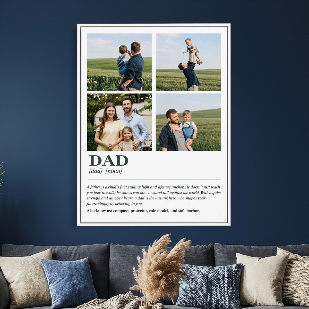 Family photo collage for dad, canvas print