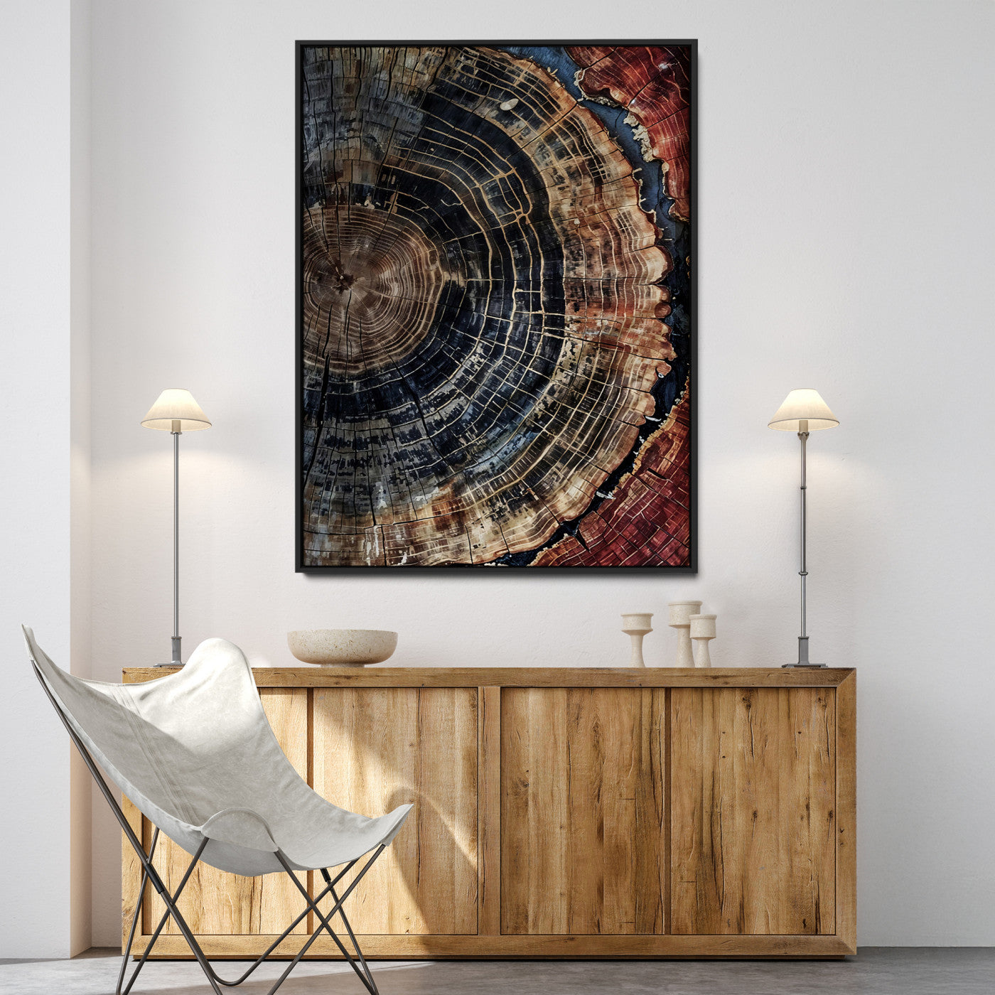 Framed Tree Rings Picture Print, Framed Wood Grain Art Picture Print, Rustic Texture Perfect Rustic Nature Decor, Framed Tree Rings Print