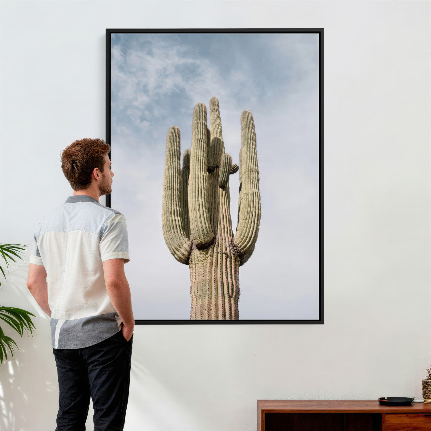 44868276-MGV-CV-24X36 - Desert Cactus Wall Art – Tall Spines Canvas Print, Arid Landscape & Blue Sky for Living Room or Southwest Outdoor Decor