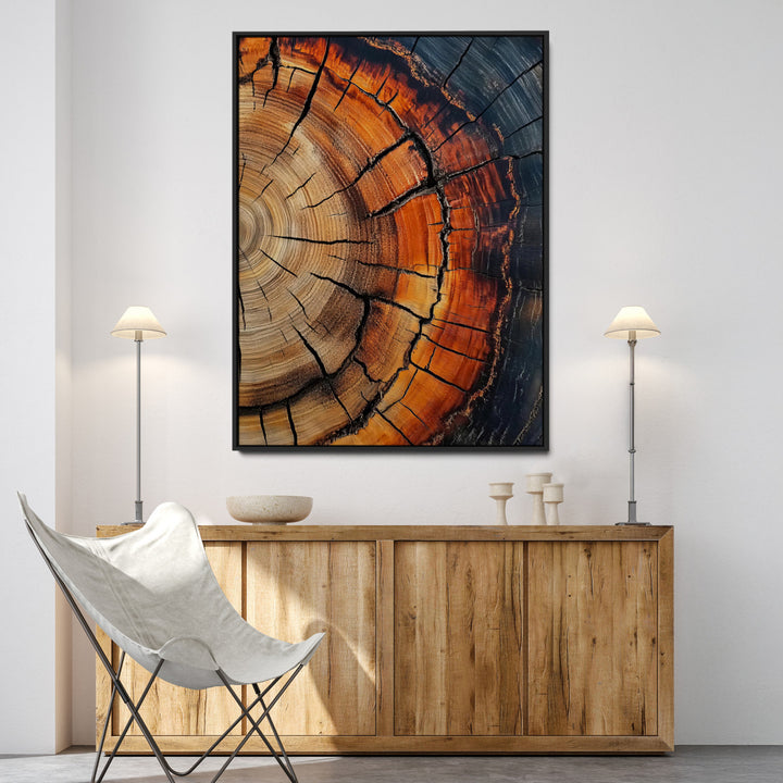 Wood Texture Wall Art Canvas Print, Framed Rustic Nature Art Picture Print, Earthy Tones Perfect Modern Rustic Decor Artwork