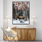 53001693-MGV-CV-24X36-Serene Landscape Wall Art Canvas Print, Framed Winter Wonderland Art Picture Print, Winter Deer Perfect Cabin Decor Artwork