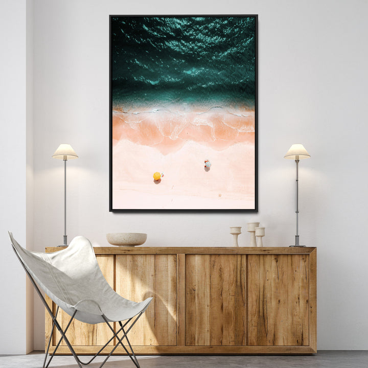Tropical Relaxation Wall Art Canvas Print, Framed Coastal Vibes Art Picture Print, Ocean Aesthetic Coastal Minimalist Art Wall Decor Artwork