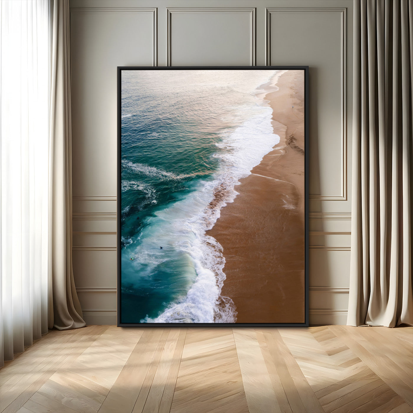 MGV-FC-24X36 - Serene Ocean Waves Beach Wall Art – Coastal Nature Canvas Print, Wrapped Canvas for Relaxing Decor in Living Room, Bedroom, Office