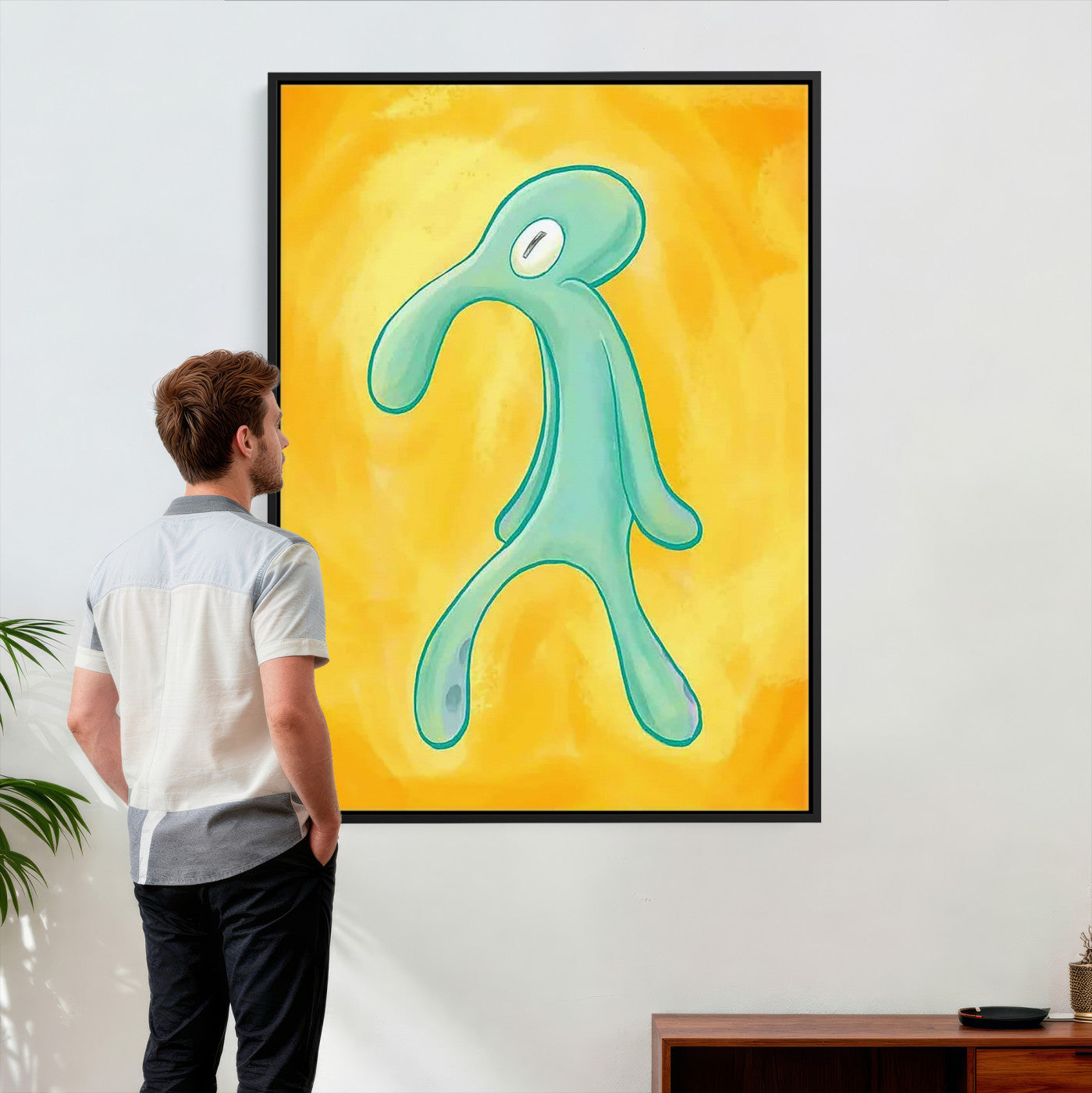 16453603-MGV-CV-24X36 - Squidward Tentacles Wall Art Canvas Print – Bold and Brash Style Artwork Print for Living Room, Office, and Creative Decor