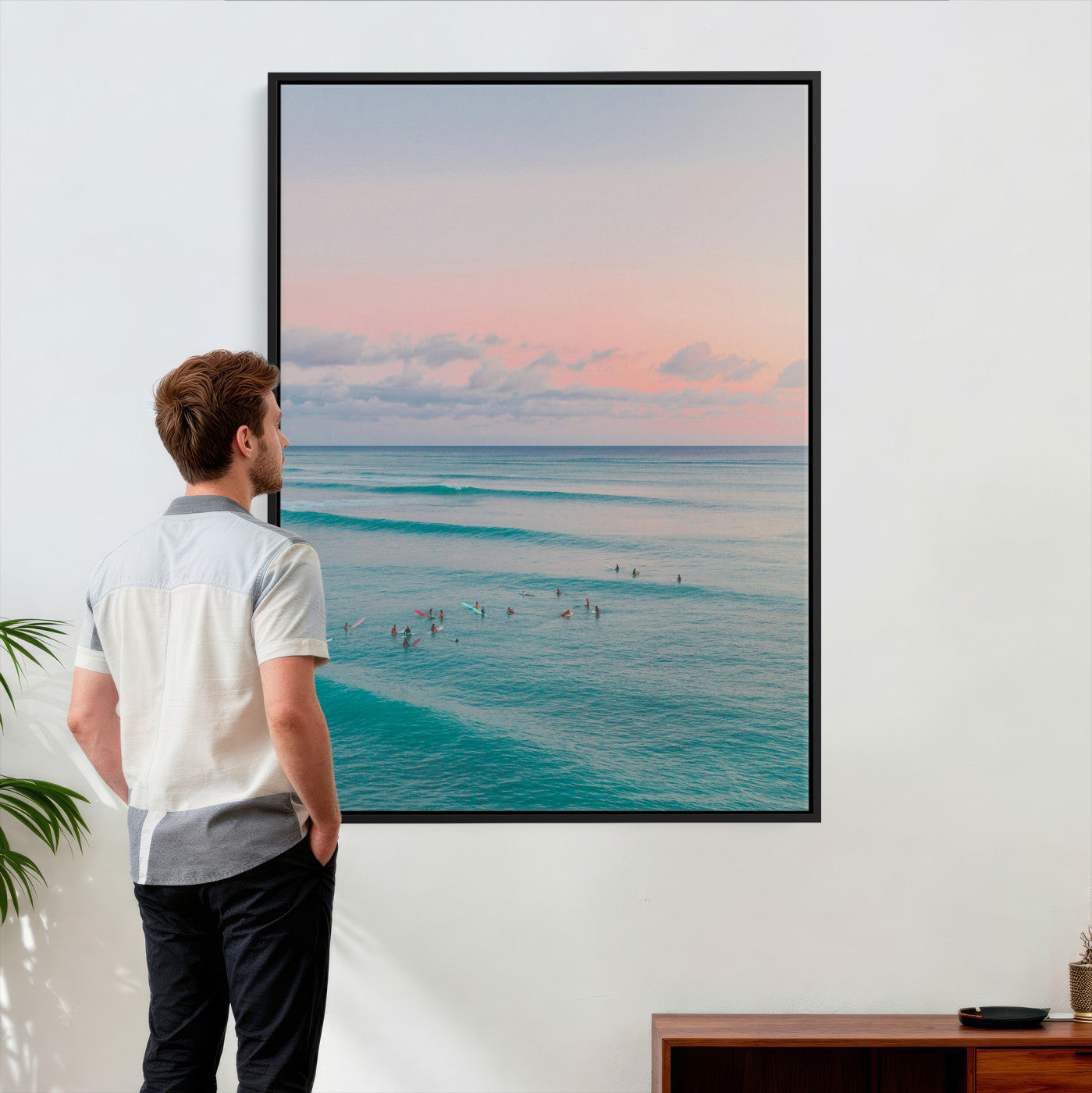 43011896-MGV-CV-24X36 - Beach Walk Wall Art Canvas Print – Soft Coastal Photography Artwork Print for Bedroom, Living Room, and Serene Home Decor