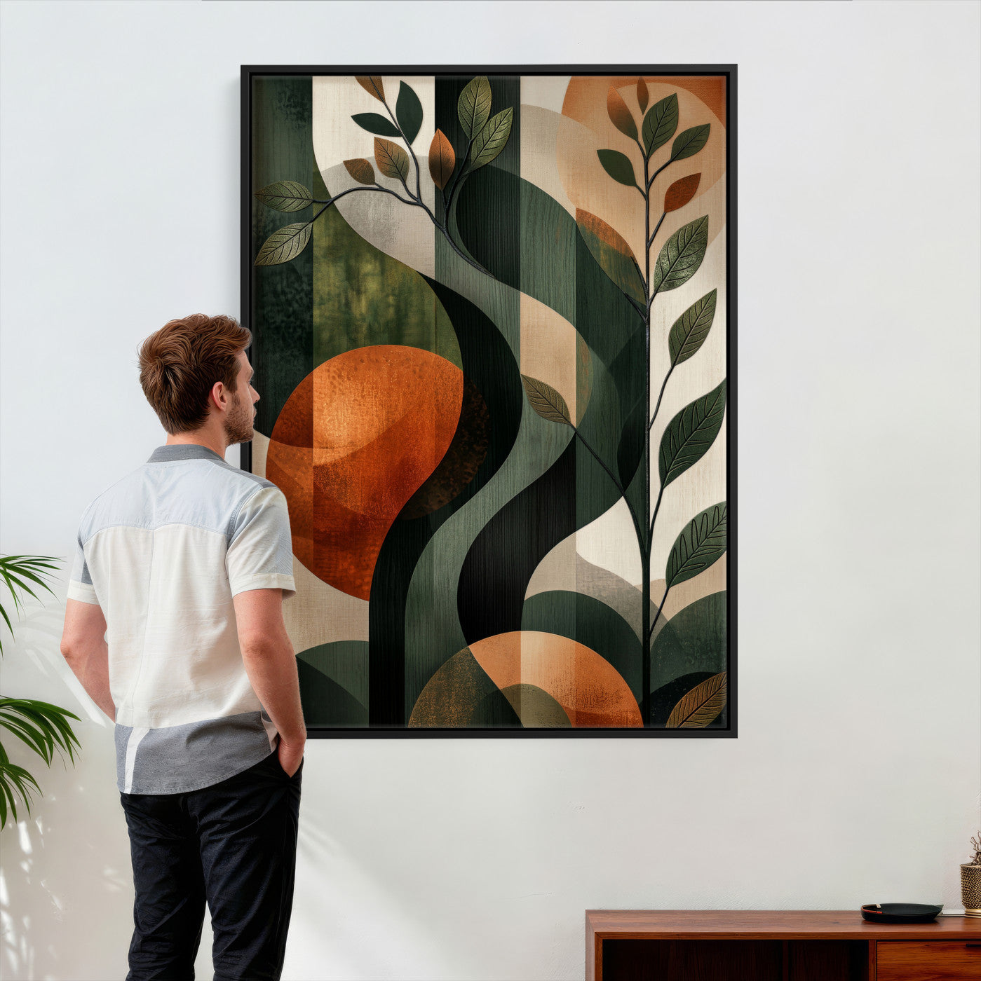 82797335-MGV-CV-24X36 - Abstract Green Flowers Wall Art Canvas Print