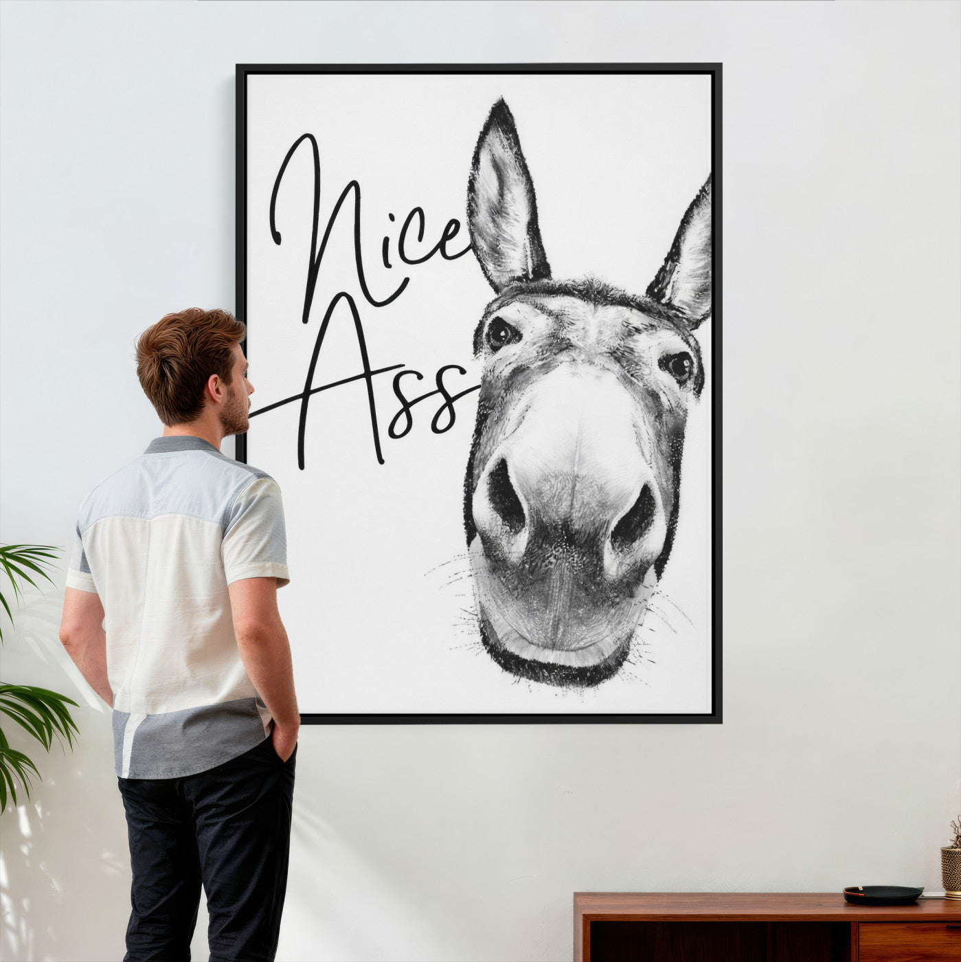 56057354-MGV-CV-24X36 - Nice Ass Funny Canvas Wall Art for Bathroom Wall Decor Cute Danke Humor Decor, Quirky Farmhouse Bathroom Art, Cow Lover Gift