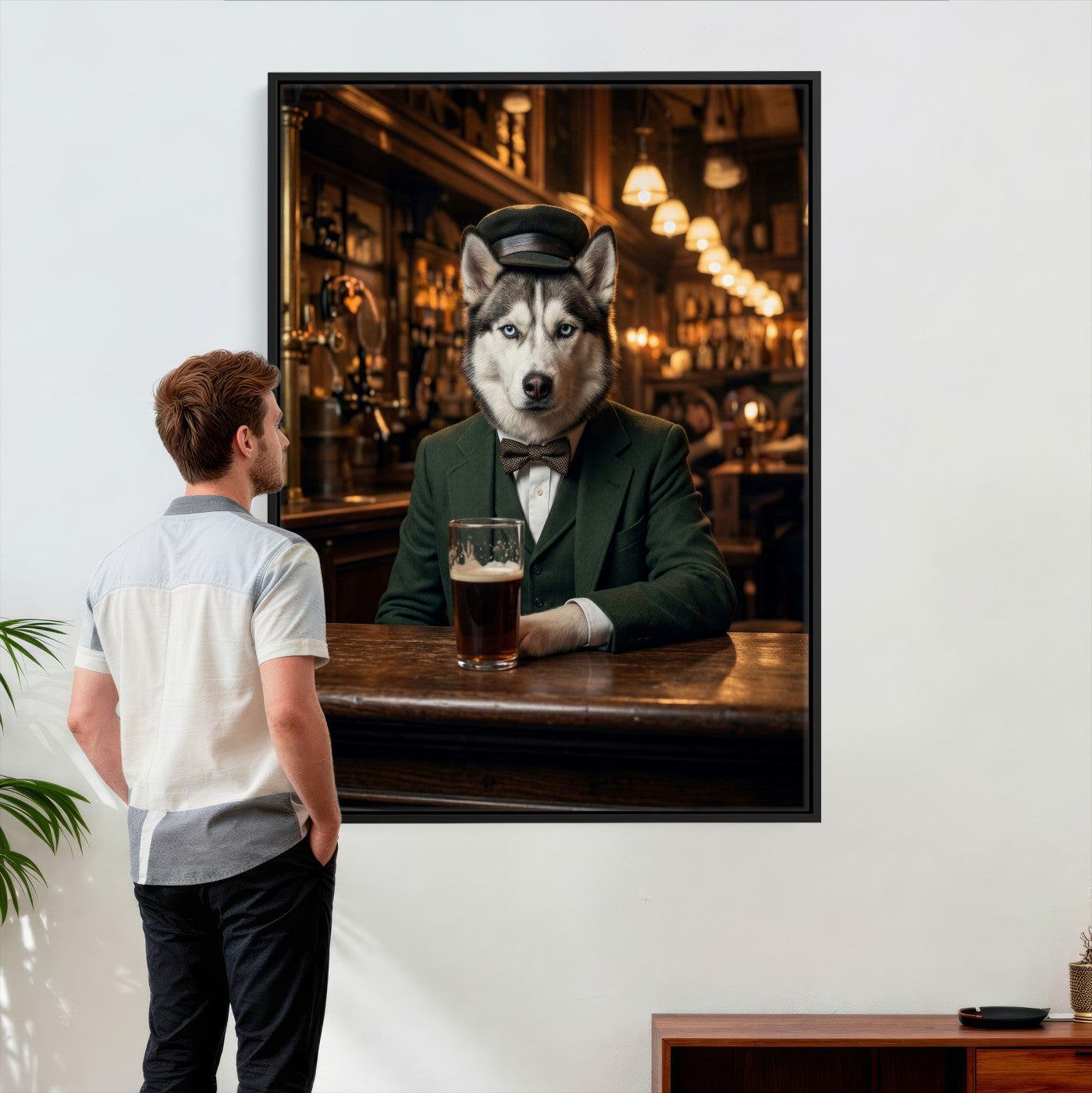 38460512H3-MGV-CV-24X36 - Custom Pet Portrait Canvas, Your Dog or Cat as a Dapper Human Character, Funny Personalized Animal Art