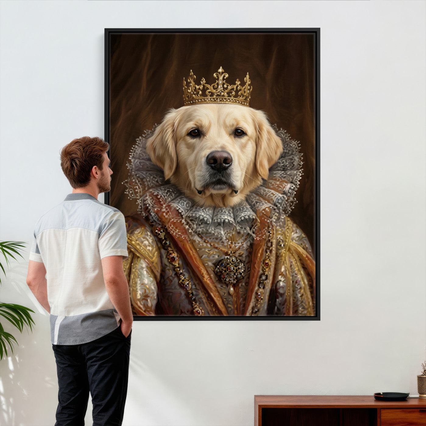 38460512L2-MGV-CV-24X36 - Custom Royal Pet Portrait Canvas, Your Dog or Cat as Queen King Aristocrat, Personalized Regal Animal Art