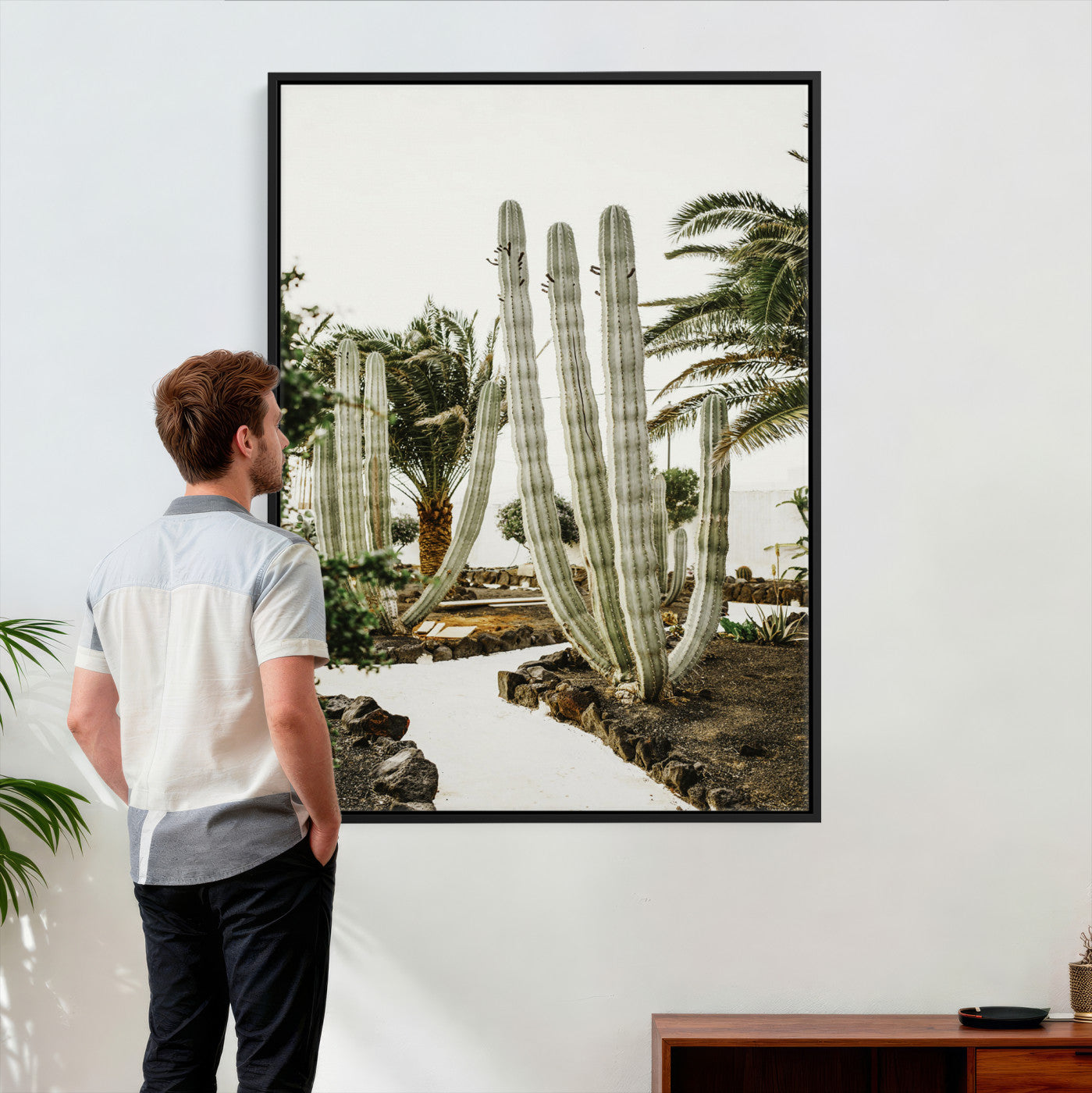 10167832-MGV-CV-24X36 - Cactus Garden Lanzarote Spain Wall Art Canvas Print - Cesar Manrique Desert Oasis Painting