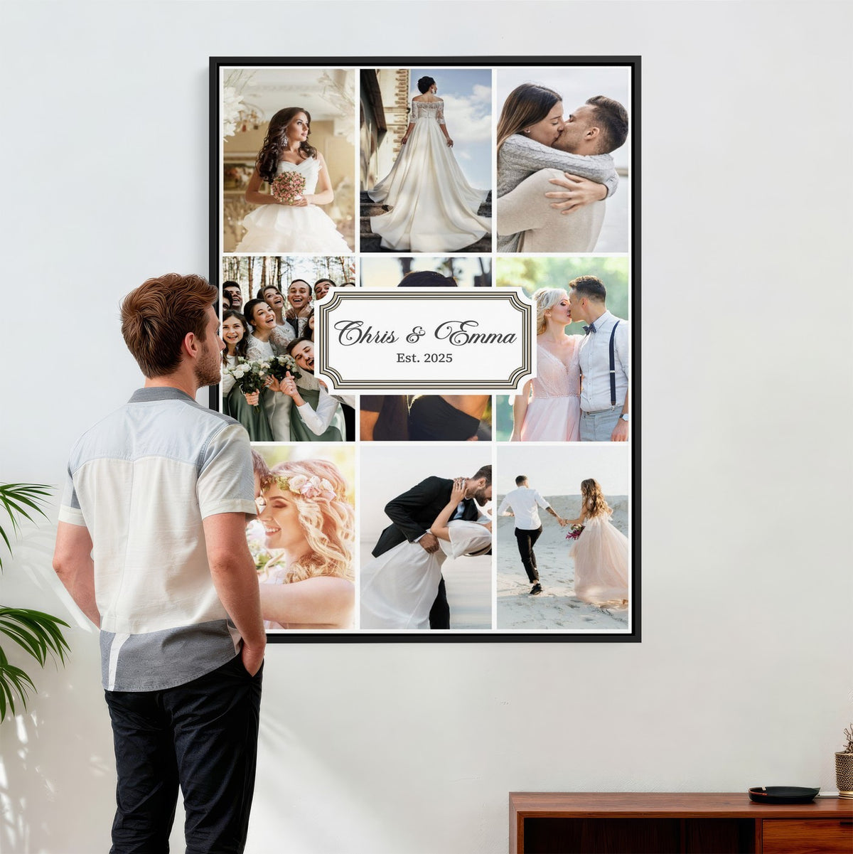 Personalized Wedding Photo Collage Canvas Print, Custom Couple Gift