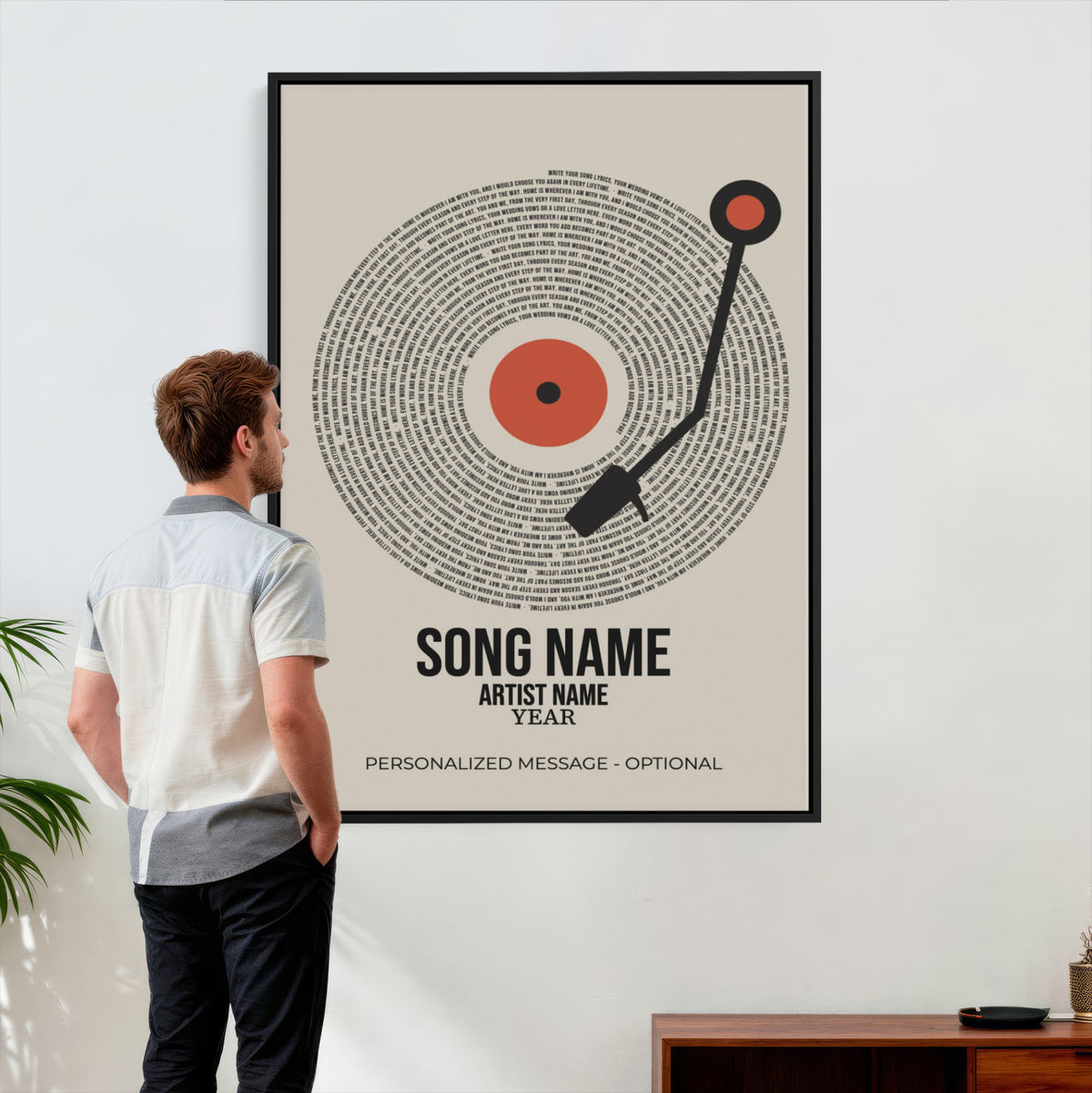 96475288Plak-_Poster-30x20 - Song Lyrics Record Canvas Print – Personalized Vinyl Style Photo Wall Art