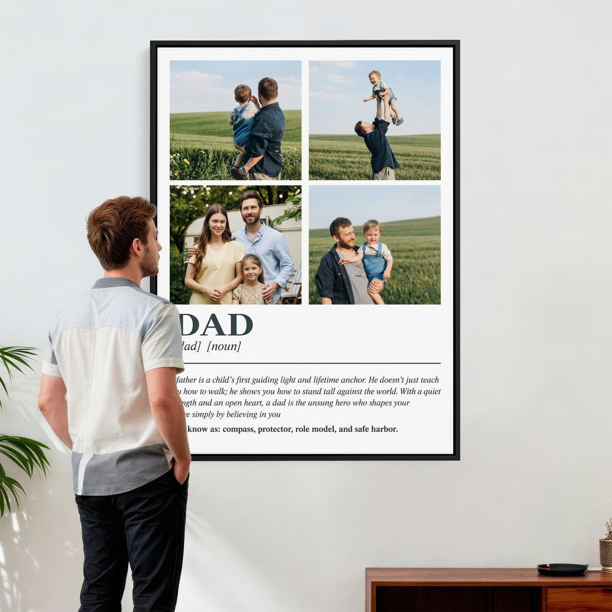 Custom photo gift for dad, black and white collage