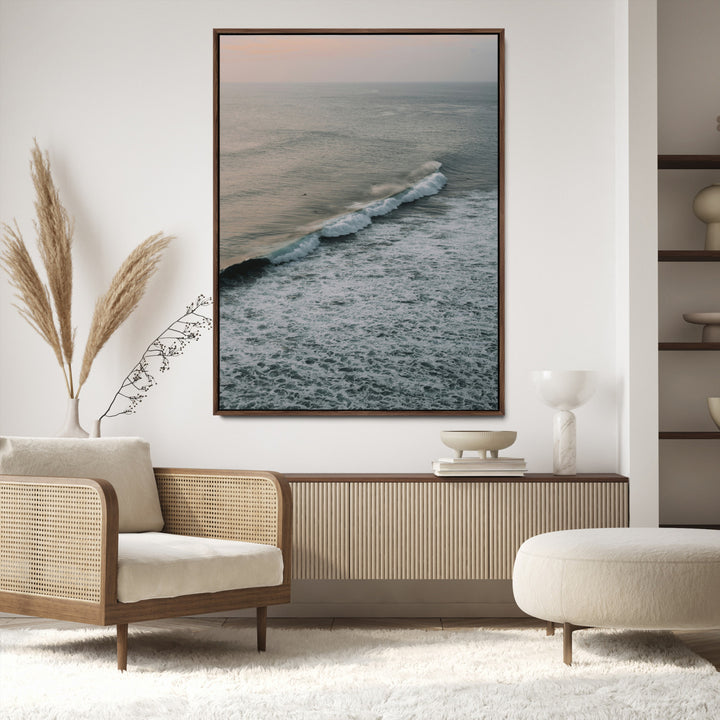 Ocean Waves Wall Art Canvas Print, Framed Coastal Serenity Art Picture Print, Relaxing Ocean Perfect Modern Coastal Decor Artwork