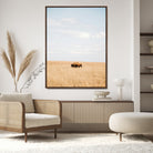 96766166-MGV-CV-24X36-Minimalist Nature Wall Art Canvas Print, Framed Bison In Grassland Art Print, Open Field Perfect Modern Ranch Decor Decor Artwork