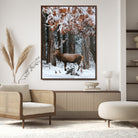 53001693-MGV-CV-24X36-Serene Landscape Wall Art Canvas Print, Framed Winter Wonderland Art Picture Print, Winter Deer Perfect Cabin Decor Artwork