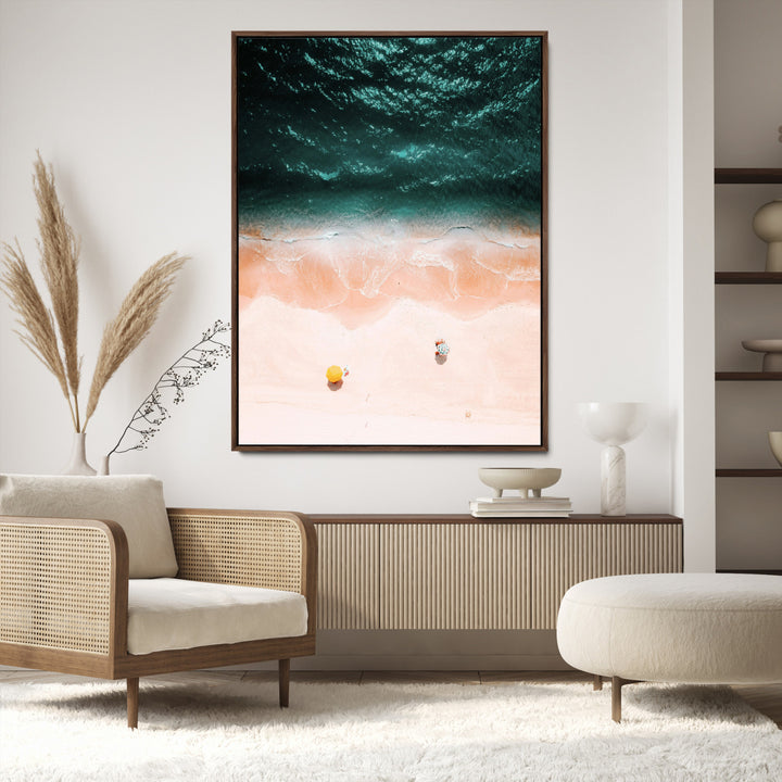 Tropical Relaxation Wall Art Canvas Print, Framed Coastal Vibes Art Picture Print, Ocean Aesthetic Coastal Minimalist Art Wall Decor Artwork