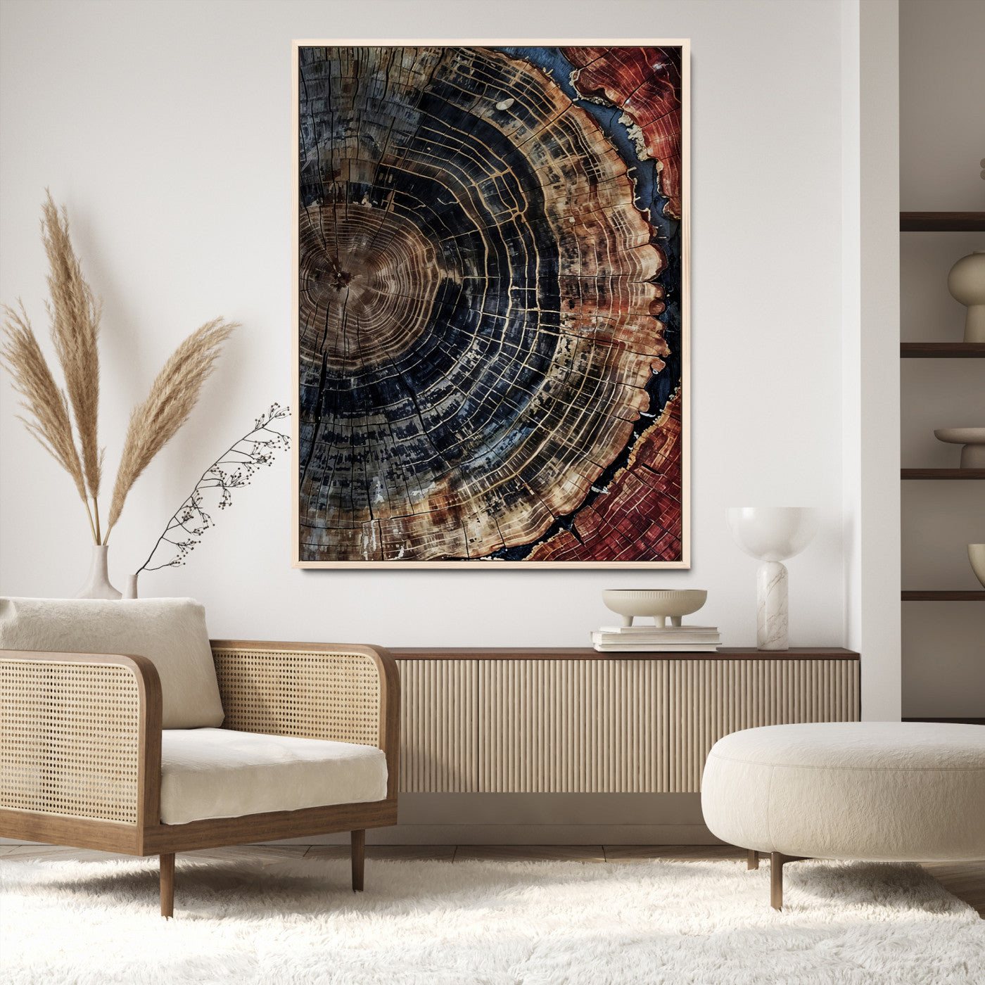 Framed Tree Rings Picture Print, Framed Wood Grain Art Picture Print, Rustic Texture Perfect Rustic Nature Decor, Framed Tree Rings Print