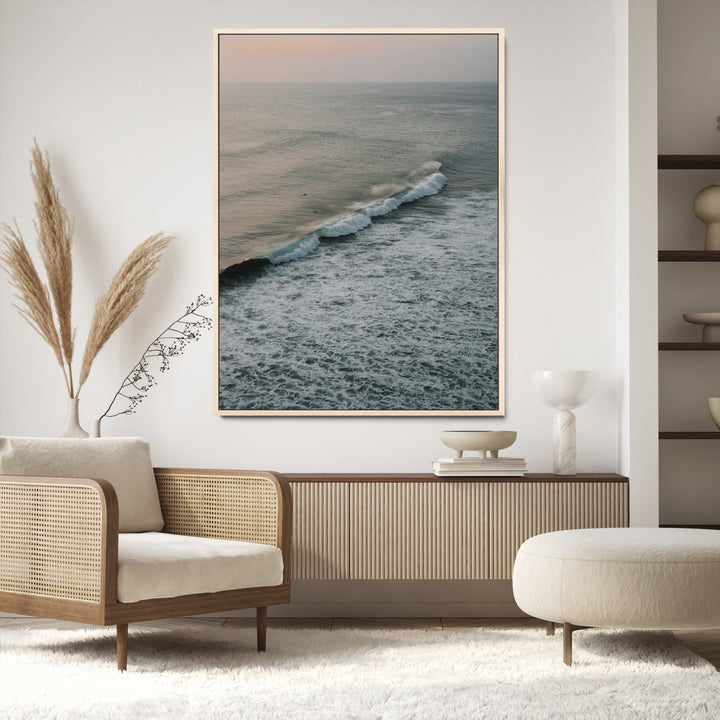Ocean Waves Wall Art Canvas Print, Framed Coastal Serenity Art Picture Print, Relaxing Ocean Perfect Modern Coastal Decor Artwork
