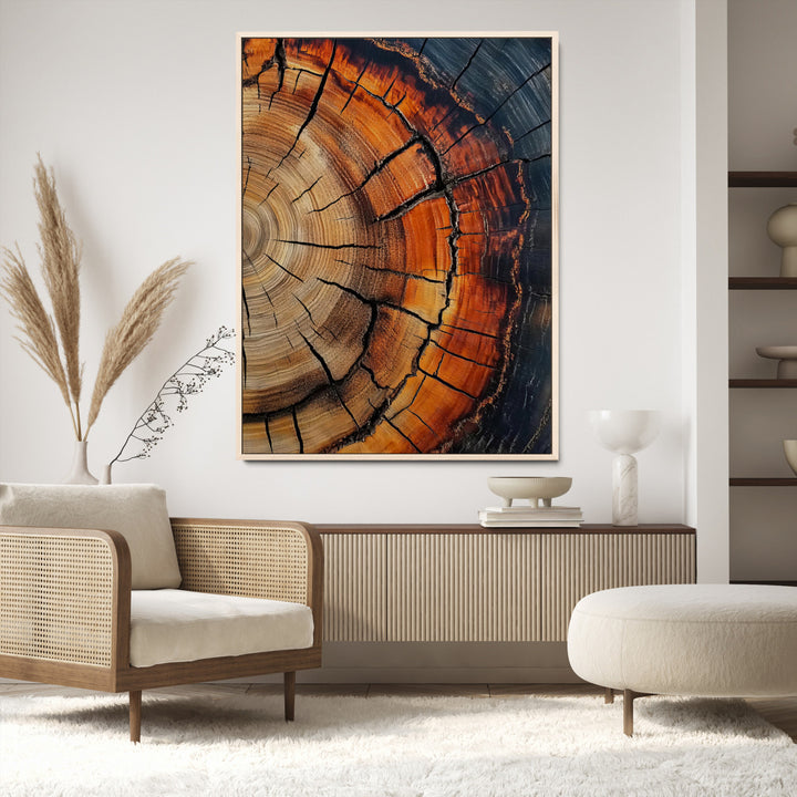 Wood Texture Wall Art Canvas Print, Framed Rustic Nature Art Picture Print, Earthy Tones Perfect Modern Rustic Decor Artwork