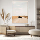 63874278-MGV-CV-24X36-Bison Crossing Wall Art Canvas Print, Framed Western Landscape Art Picture Print, Prairie Road Perfect Modern Ranch Decor Decor Artwork