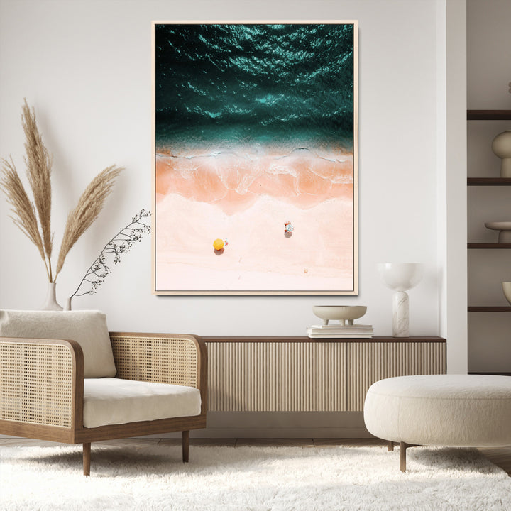 Tropical Relaxation Wall Art Canvas Print, Framed Coastal Vibes Art Picture Print, Ocean Aesthetic Coastal Minimalist Art Wall Decor Artwork