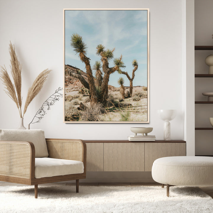 Joshua Tree Desert Canvas Print – Southwestern Boho Landscape Wall Art, Rustic Nature Scene for Living Room, Entryway & Earthy Interiors