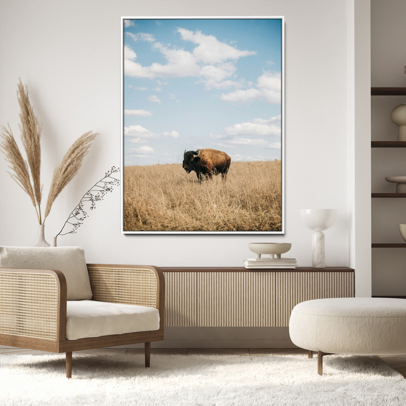 Bison Photography Wall Art Canvas Print: Framed Western Landscape Art