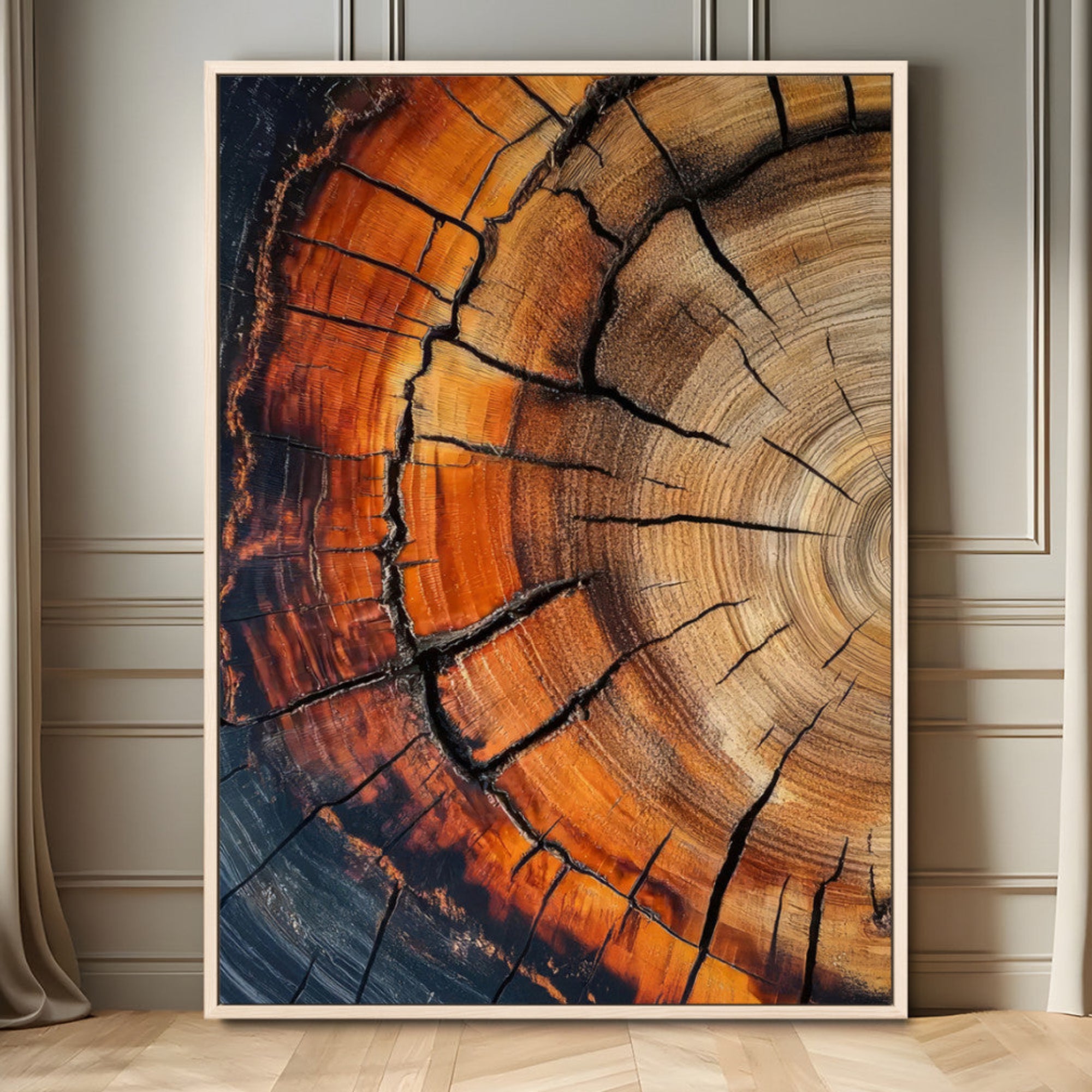 33751185-MGV-FC-24X36_Natural-Tree Rings Wall Art Canvas Print – Rustic Wood Grain Texture Natural Pattern Warm Earthy Artwork for Home Office