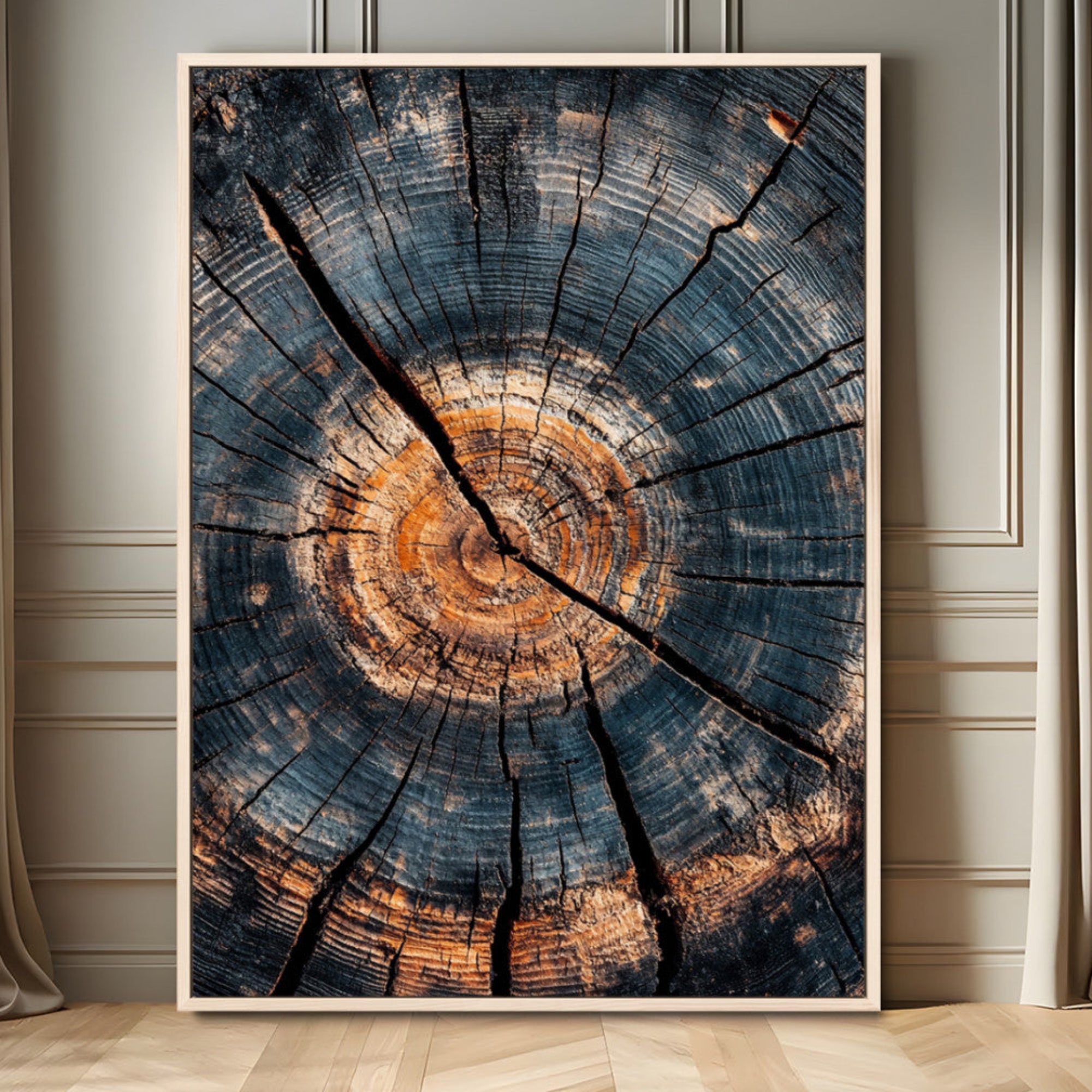 77995348-MGV-FC-24X36_Natural-Tree Rings Wall Art Canvas Print – Framed Rustic Wood Texture Natural Pattern Artwork for Home and Office Decor