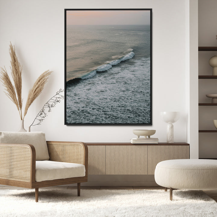 Ocean Waves Wall Art Canvas Print, Framed Coastal Serenity Art Picture Print, Relaxing Ocean Perfect Modern Coastal Decor Artwork