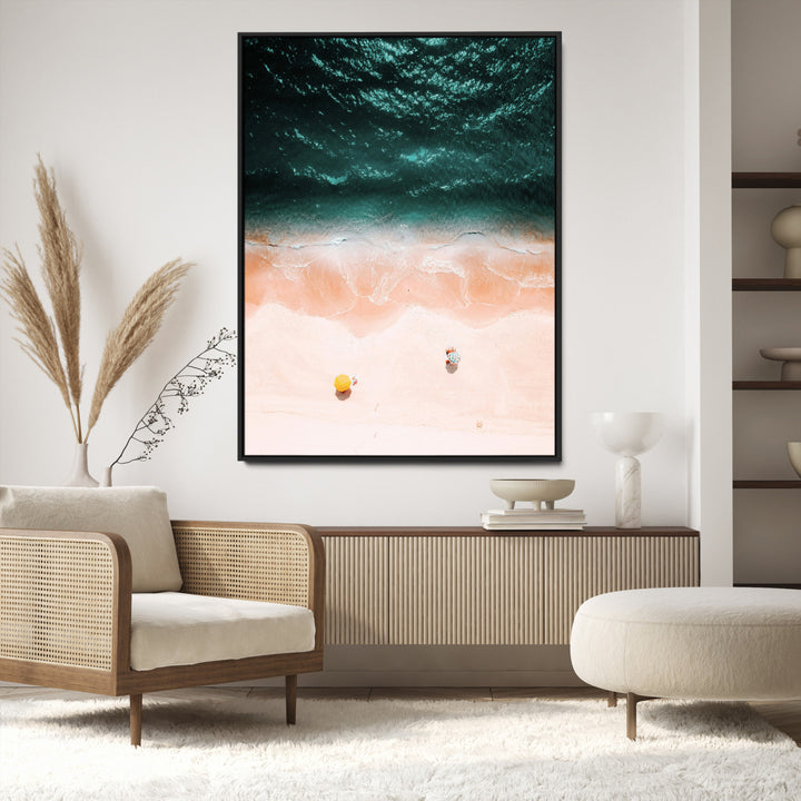 Tropical Relaxation Wall Art Canvas Print, Framed Coastal Vibes Art Picture Print, Ocean Aesthetic Coastal Minimalist Art Wall Decor Artwork