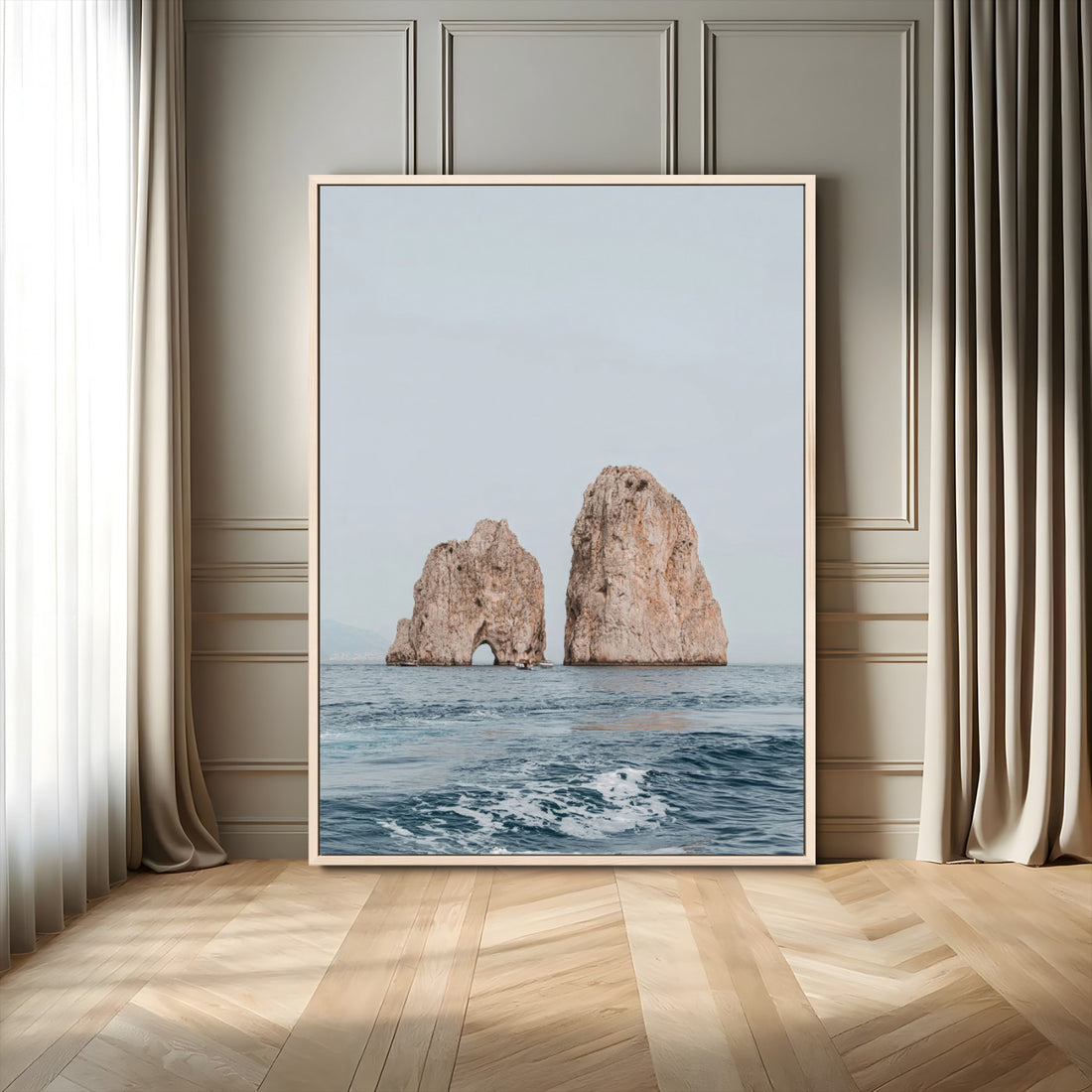 Majestic Sea Rock Wall Art | Framed Coastal Landscape Canvas