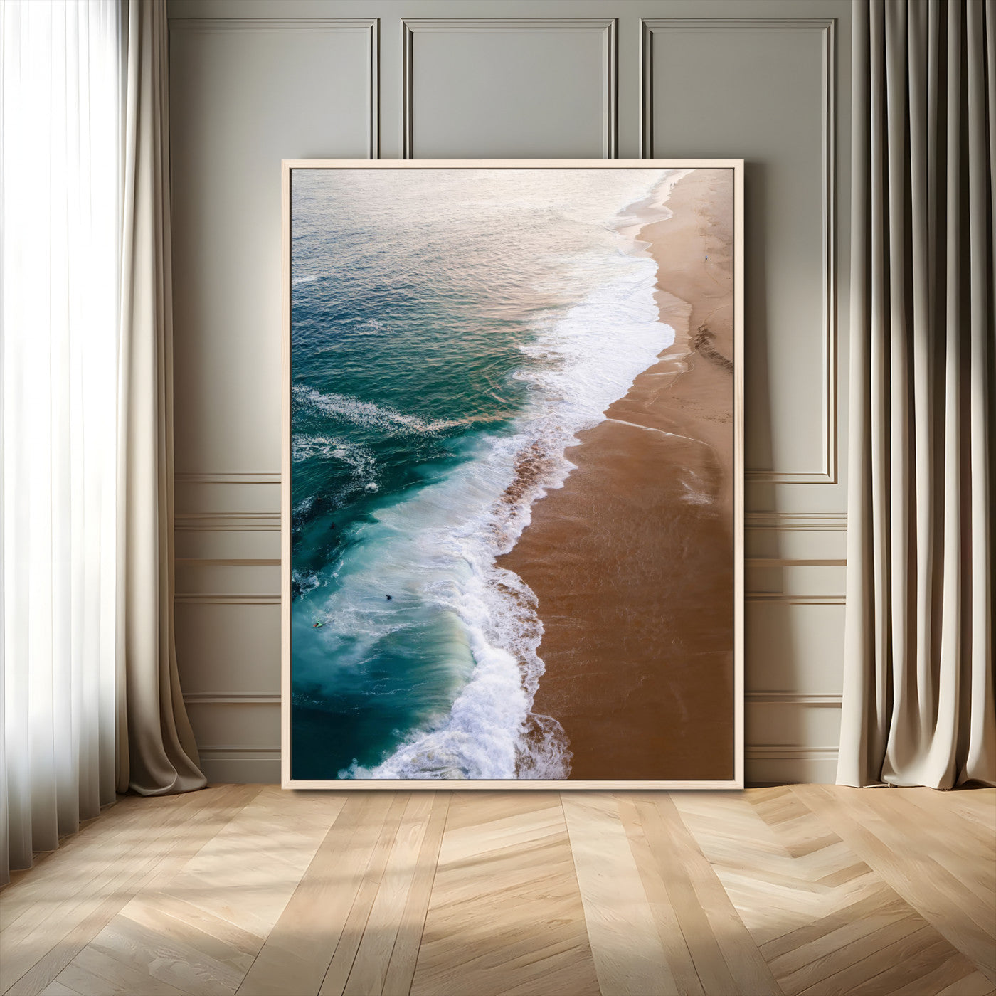 MGV-FC-24X36 - Serene Ocean Waves Beach Wall Art – Coastal Nature Canvas Print, Wrapped Canvas for Relaxing Decor in Living Room, Bedroom, Office