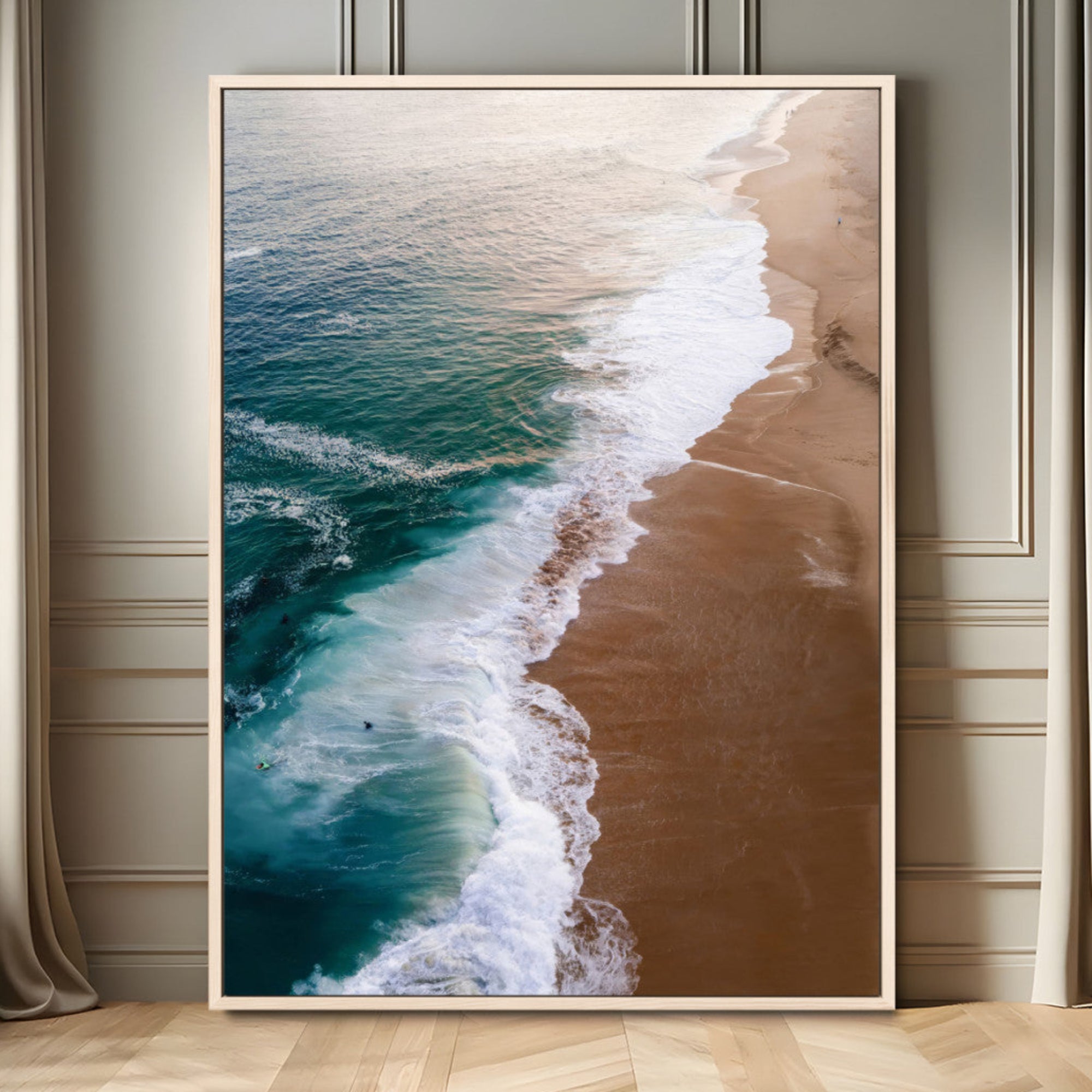 23392384-MGV-FC-24X36_Natural-Serene Ocean Waves Beach Wall Art – Coastal Nature Canvas Print, Wrapped Canvas for Relaxing Decor Living Room, Bedroom