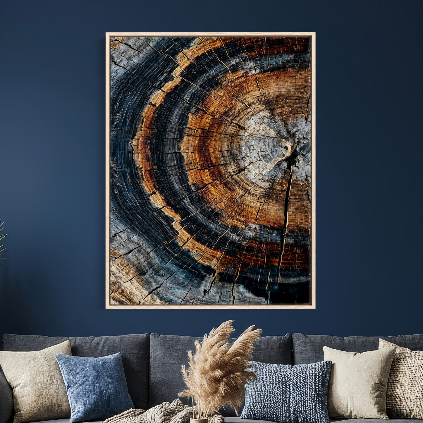 92693966B-MGV-CV-24X36 - Abstract Wood Grain Canvas Print, Tree Ring Pattern Wall Art, Framed Canvas Ready to Hang