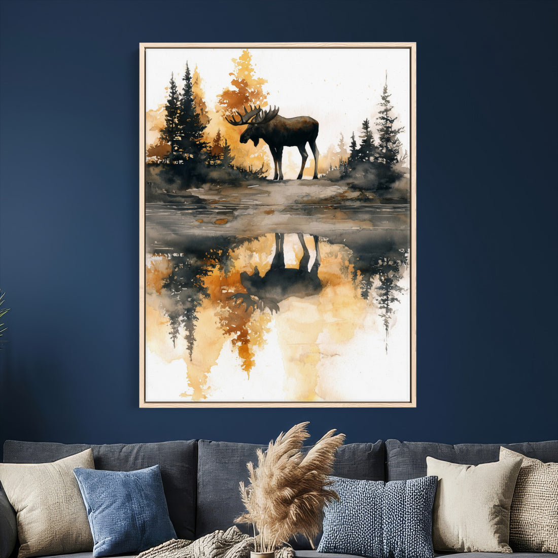 Abstract Moose Forest Wall Art Canvas Print | Wildlife Nature Artwork