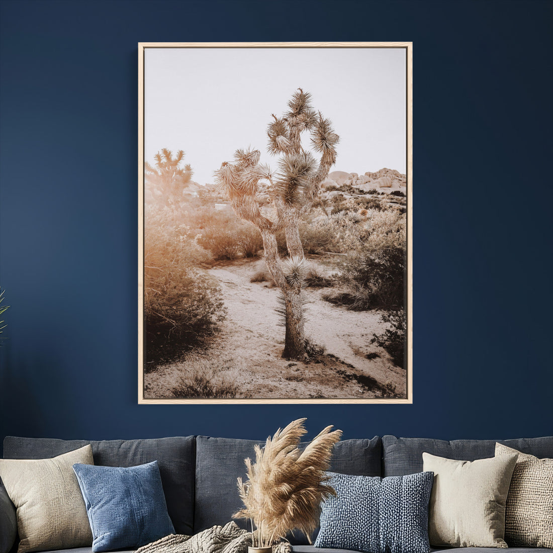 Joshua Tree Desert Wall Art Canvas Print, Minimal Southwest Boho Decor