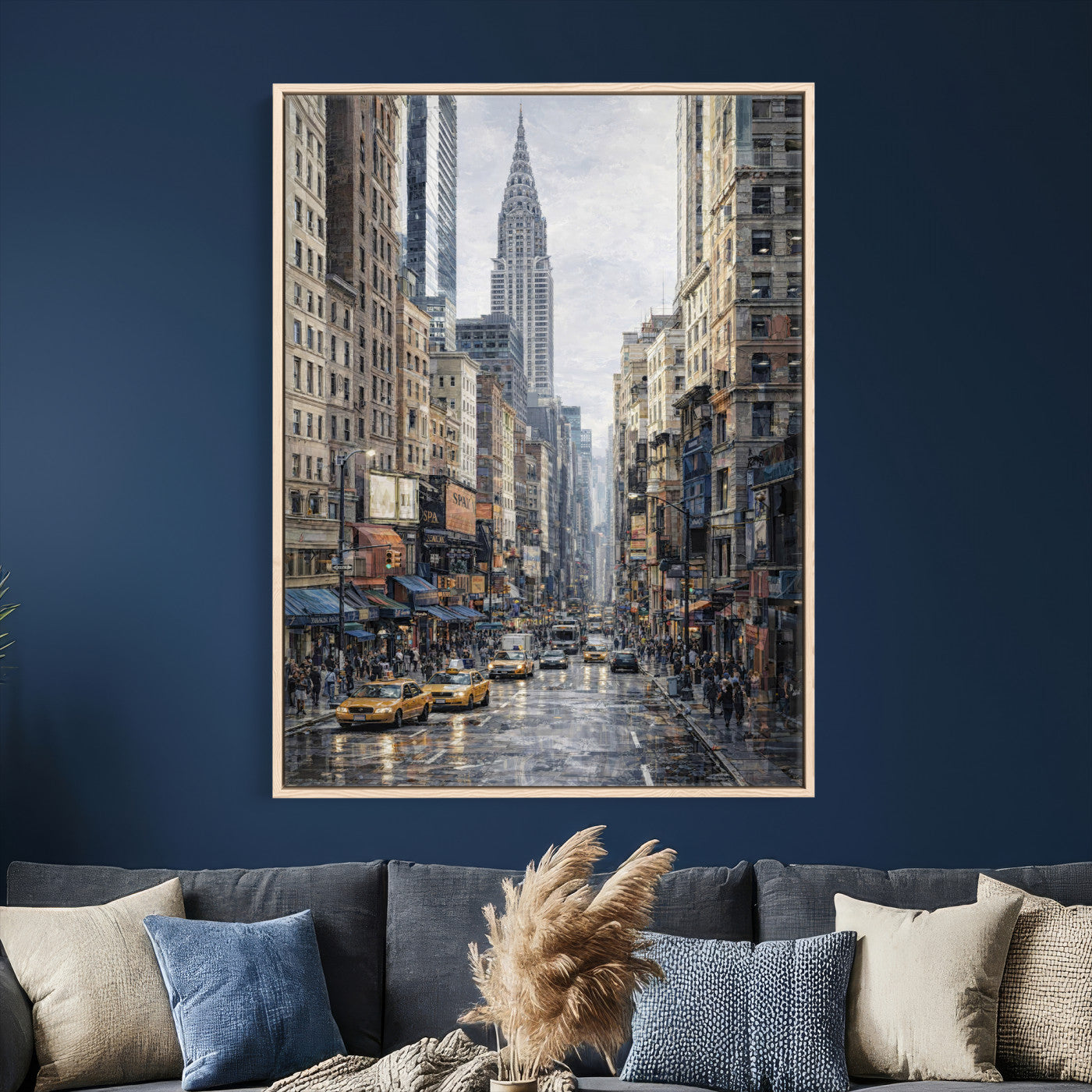 37693299-MGV-CV-24X36 - Chrysler Building New York Wall Art Canvas Print, Abstract NYC Street Painting Canvas Print, Modern Manhattan City Artwork for Living Room Decor
