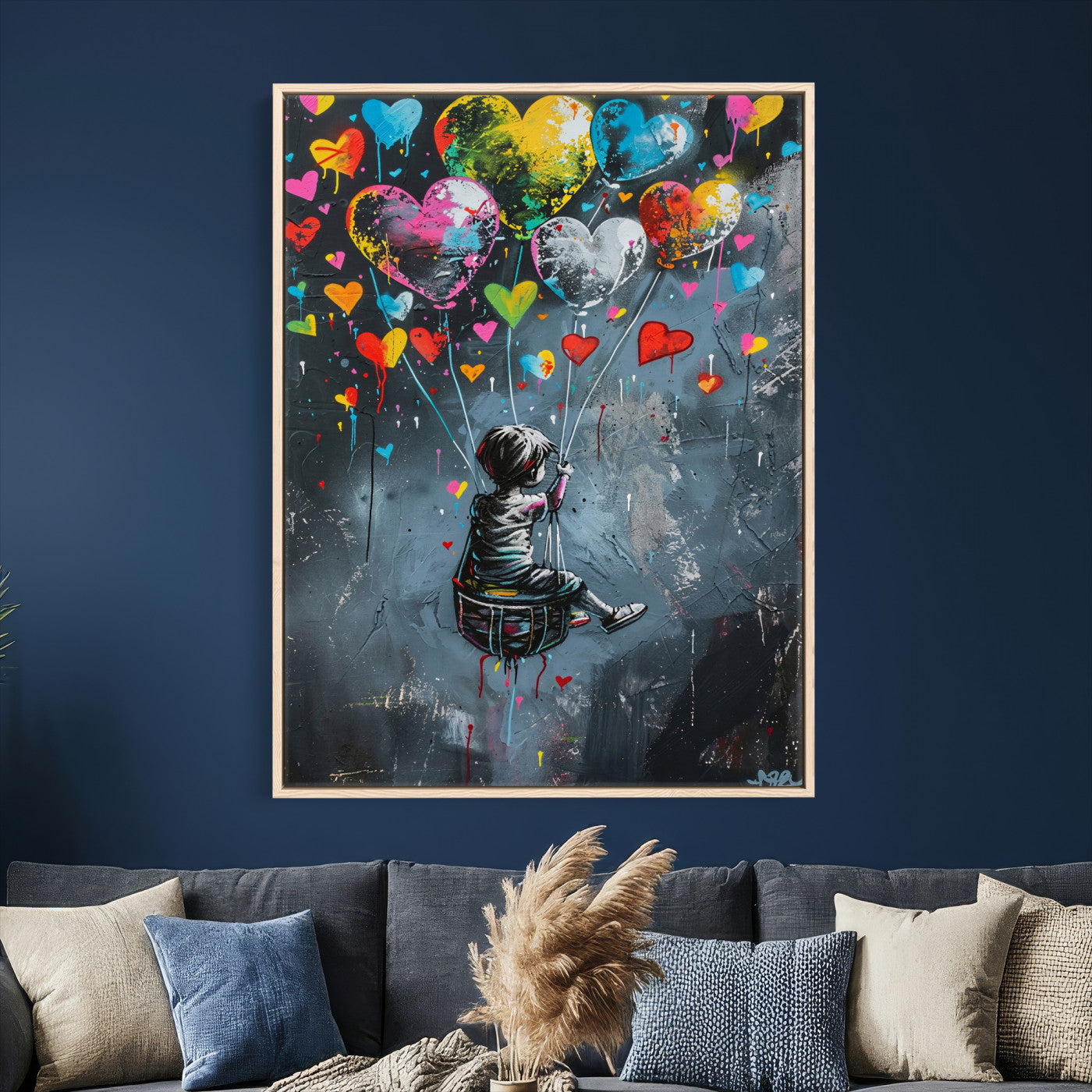 3812625445543-MGV-CV-24X36 - Banksy Balloon Canvas,Banksy Grafitti Art, Balloon Poster, Banksy Art, Wall Art Canvas Design, Ready To Hang Decoration,Wall Art