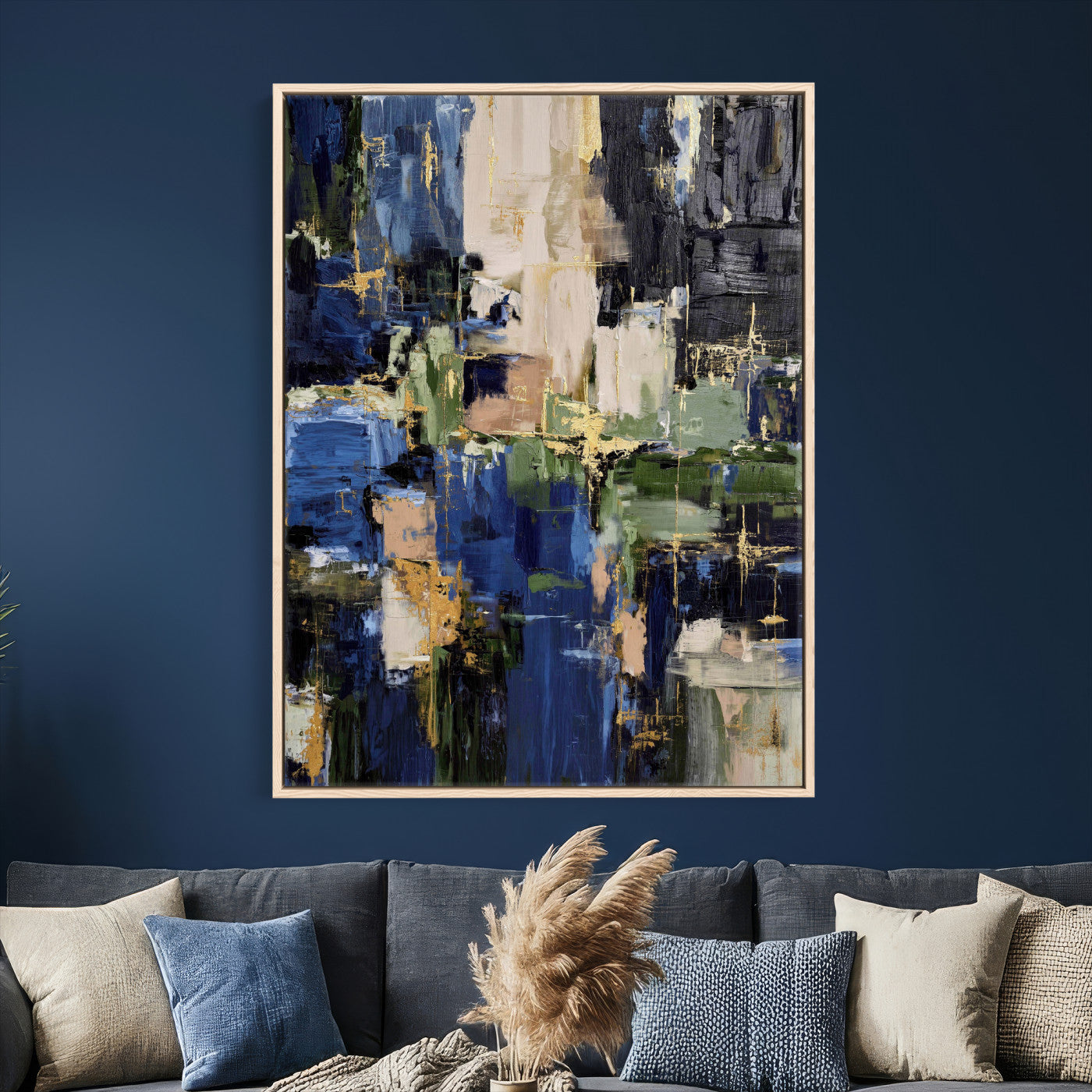 69517274-MGV-CV-24X36 - Abstract Dark Blue Wall Art Canvas Print