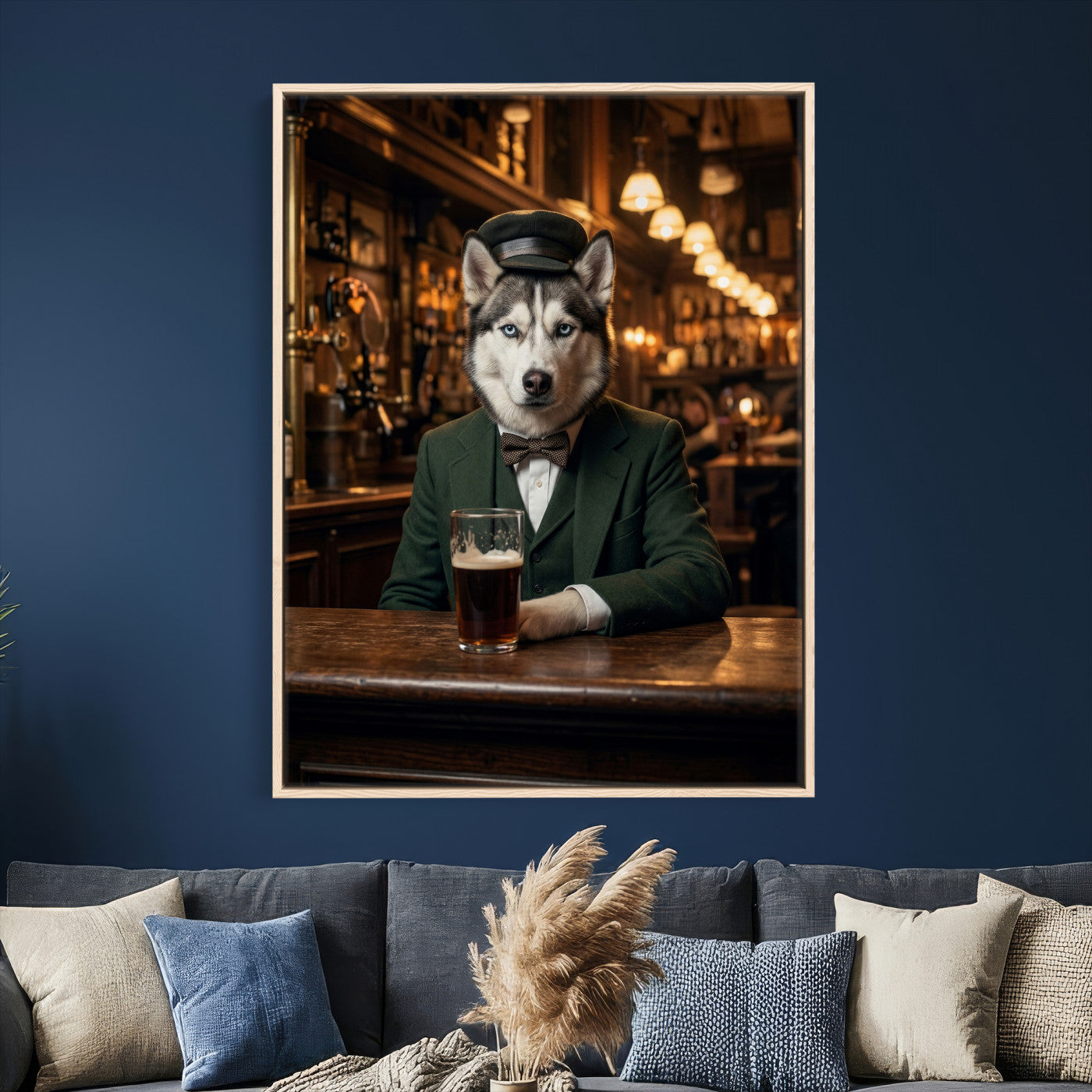 38460512H3-MGV-CV-24X36 - Custom Pet Portrait Canvas, Your Dog or Cat as a Dapper Human Character, Funny Personalized Animal Art