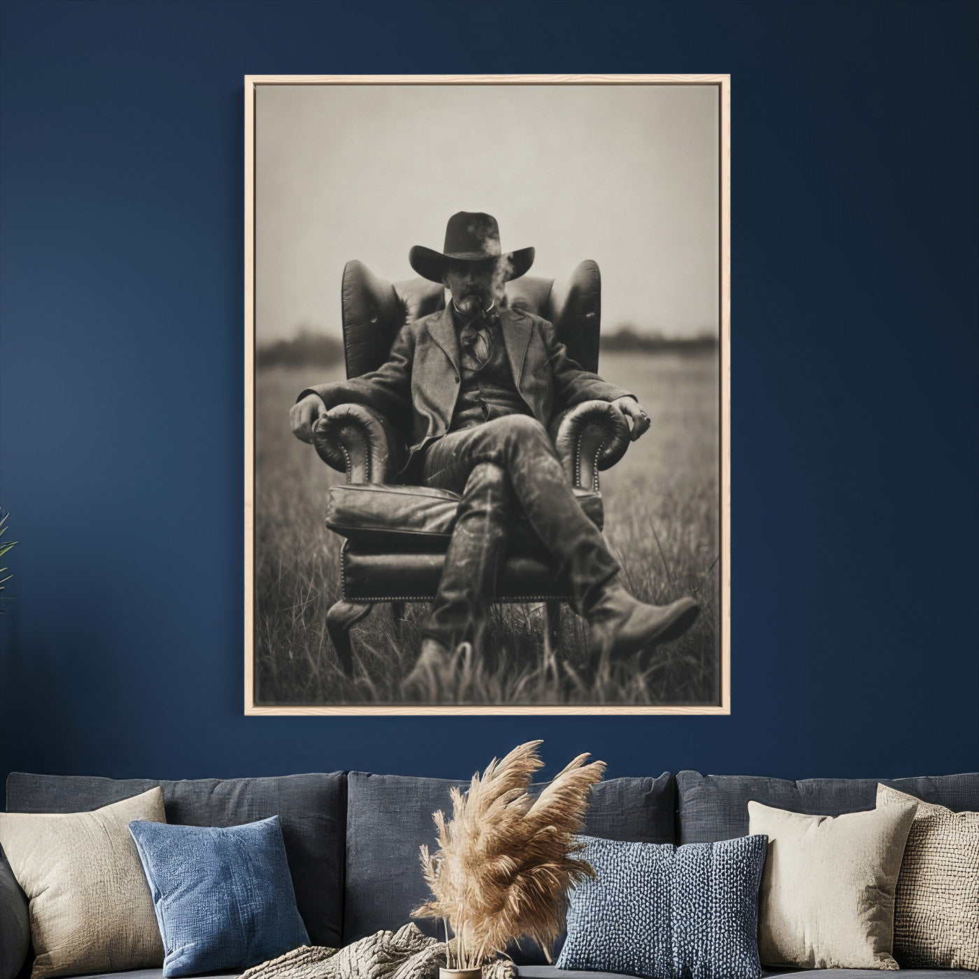 39988307-MGV-CV-24X36 - Vintage Cowboy Wall Art Canvas Print, Western Horse Rider Decor