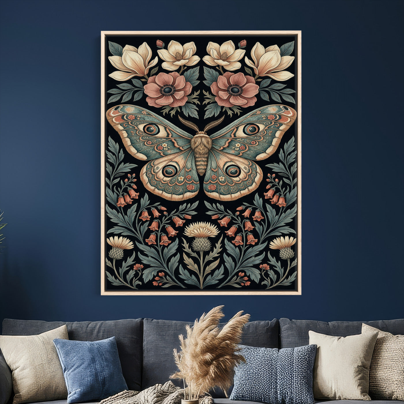 53492618-MGV-CV-24X36 - William Morris Style Prints Canvas Wall Art Lnner Framed, Vintage Bee Botanical Floral Wall Art Decor Pictures for Livingroom, Animals Pictures Decor Artwork