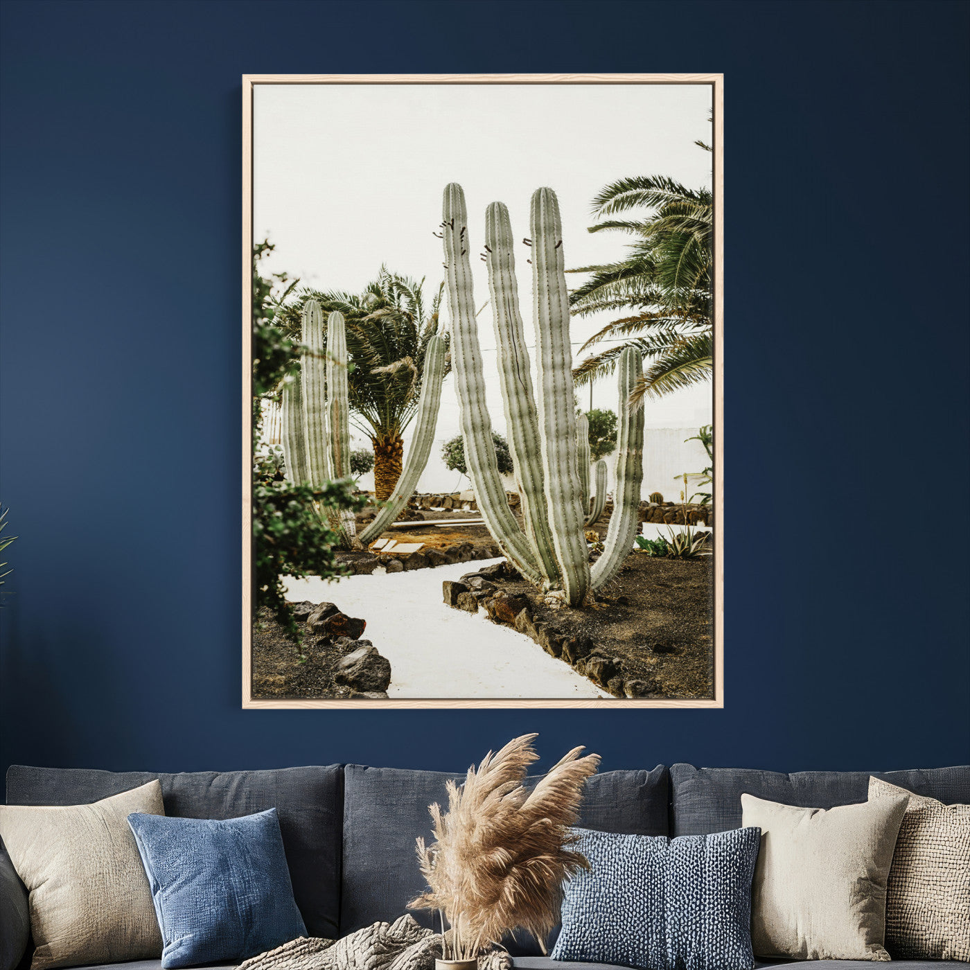10167832-MGV-CV-24X36 - Cactus Garden Lanzarote Spain Wall Art Canvas Print - Cesar Manrique Desert Oasis Painting