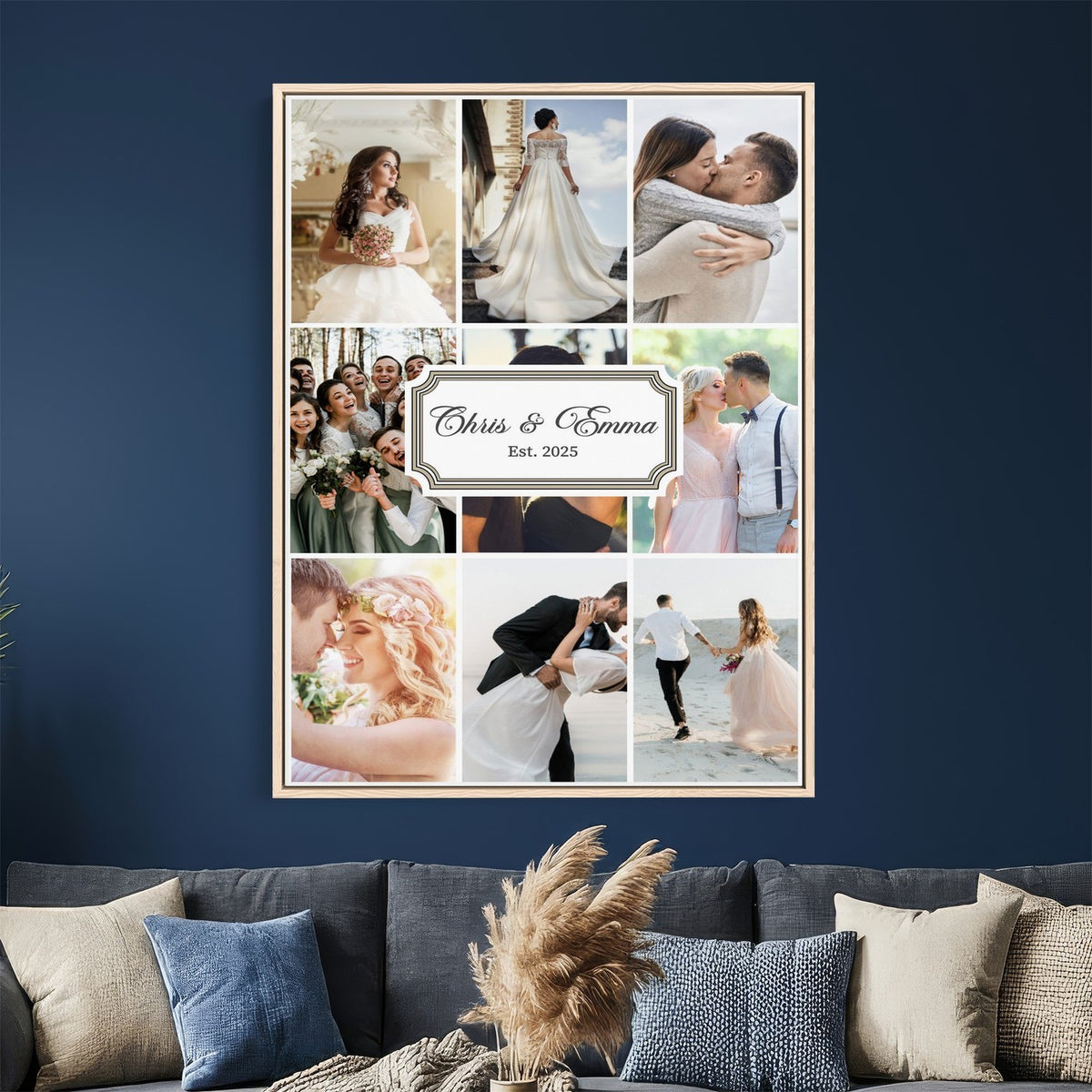 Personalized Wedding Photo Collage Canvas Print, Custom Couple Gift